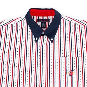 VTG Ivy Crew USA Patriotic Button Down Shirt 2XL 100% Cotton Stars & Stripes